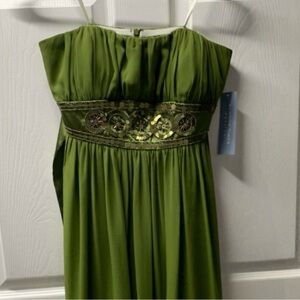 London Times Olive Green Embellished Cocktail Dress
